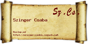 Szinger Csaba névjegykártya